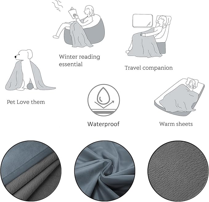 Ameritex Pet Bed Blanket Reversible 100% Waterproof Velvet Super Soft for Sofa and Bed
