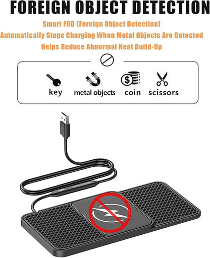 Wireless Car Phone Charger for Honda Pilot (YK2) 2023 – 2025, Type C/USB 20W Fast Charging Pad, Non-Slip Charging Station for Travel Home Office Desk, Lightweight, USB