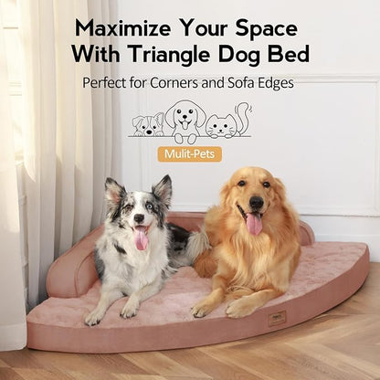MEKIY Large Orthopedic Dog Bed with Sides Big Dog Beds with Removable Washable Cover Non-Slip Waterproof Pet Bed for Medium Large Dogs - Pink L