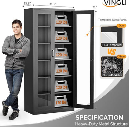 VINGLI Lockable Display Cabinet