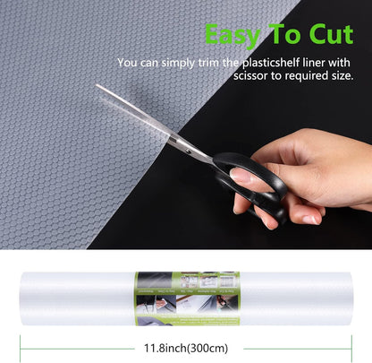 Shelf Liners for Kitchen Cabinets Refrigerator Liners Waterproof Kitchen Cupboard Liner Non-Slip Drawer Mats Non Adhesive Fridge Mats for Shelves - Clear 11.8 x 236.2 Inches