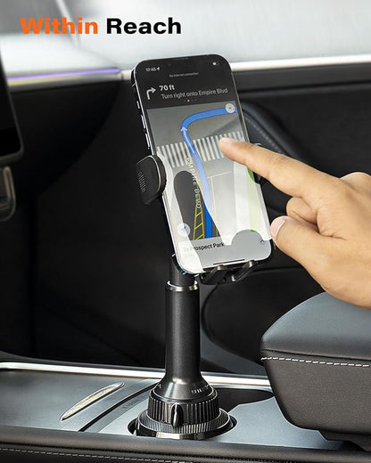 APPS2Car Universal Car Cup Phone Holder | Quick Extension Long Arm | 360° Swivel | Adjustable for iPhone, Samsung, Google, and All Smartphones | Stable & No Shake Design