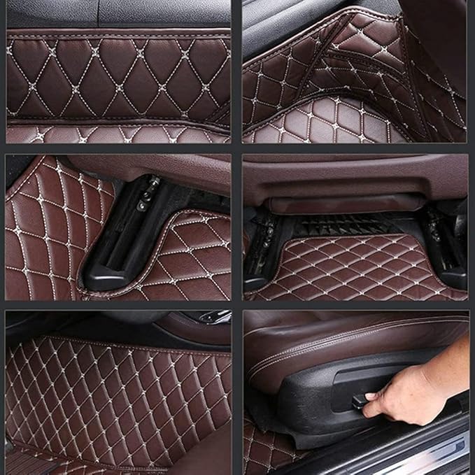 Custom Making Car Floor Mats Protection Pads for 99% Sedan/Coupe/Hatchback/SUV/Pickup Men Women Car Floor Mats Coverage Pads Anti-Slip Leather Floor Lining (Wine Red)
