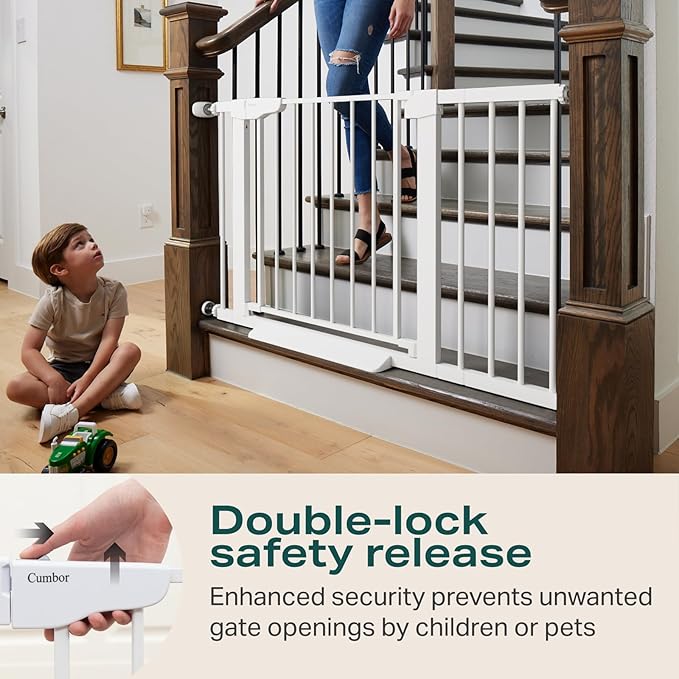 Cumbor 29.7-46" Baby Gate for Stairs, Toddler Safety Essentials for The House