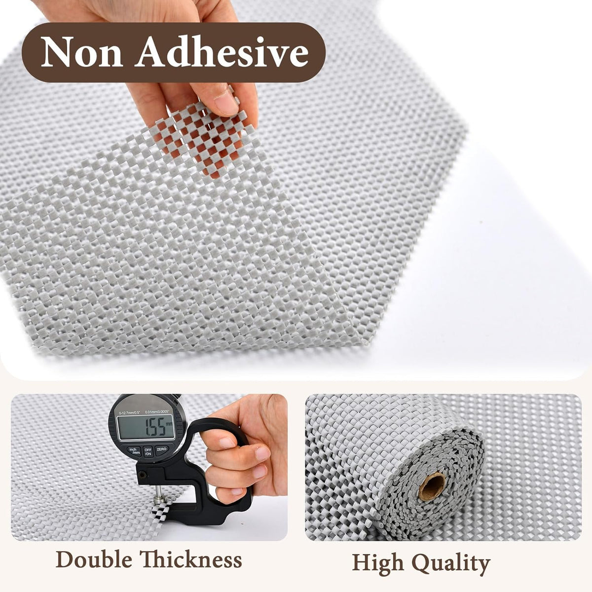 Drawer and Shelf Liner for Kitchen Cabinet: 12 in X 20 Ft Non Slip Waterproof Shelf Paper Non Adhesive Refrigerator Liners Light Gray Easy Liners for Bathroom