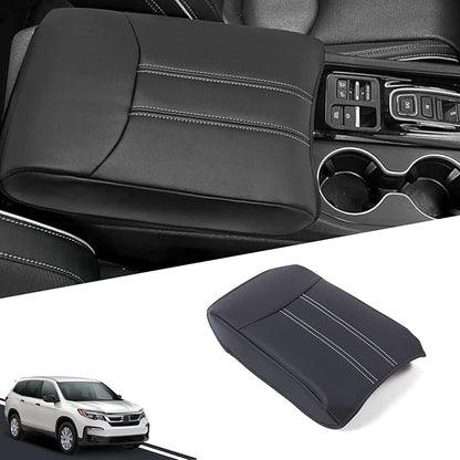 Center Console Armrest Cover for Honda Pilot 2023-2025/ Ridgeline 2024-2025/ Passport 2024-2026, Leather Armrest Lid Cushion Pad Armrest Seat Box Cover Mat (Black)