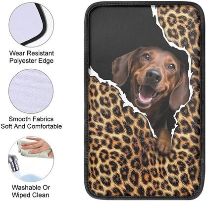 Dachshund Dog Car Center Console Cover for Women Non Slip Decorative Armrest Cushion Cover Cute Dog Automotive Decorations for Cars Vehicles SUV, Easy to Install