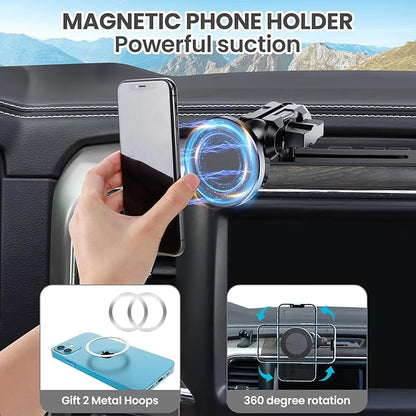Metal Magnetic Phone Mount for 2013-2018 RAM 1500/2500/3500 & 2019+ RAM Classic, OEM Holes Screws Install Super Stable for Off Road Bumpy Road Dodge 1500 Phone Holder Cool Ram Accessory