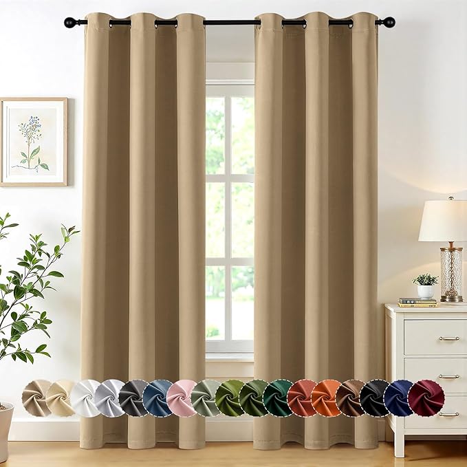 MIULEE Taupe Brown Blackout Curtains