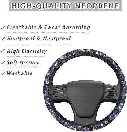 AFPANQZ Cute Polka Chicken Car Steering Wheel Cover Sweat Absorption Safe Driving Anti-Slip Durable Steering Wheel Protection No Smell Fashion Machine Washable Universal Purple