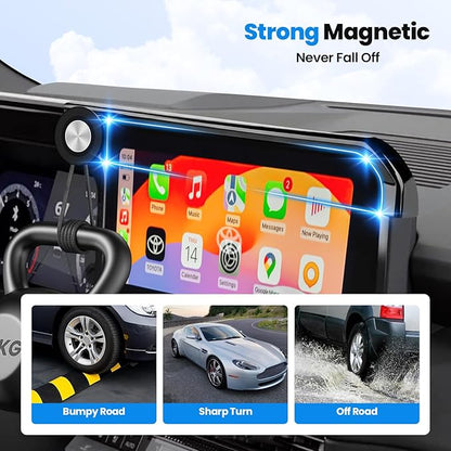 Karltys 2800gf Magnetic Phone Holder, Screen Base Phone Mount with iPhone MagSafe, 360° Rotation Phone Holder for Toyota Land Cruiser J250 250 2024 2025 2026 8/12.3" Screen Accessories