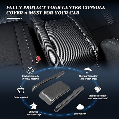 BIBIBO for Honda Civic Carbon Fiber for 10th Gen Civic 2016 2017 2018 2019 2020 2021 Honda Civic Console Armrest Box Cover, Civic Car Interior Arm Rest Cover Civic Armrest Carbon Fiber Cover