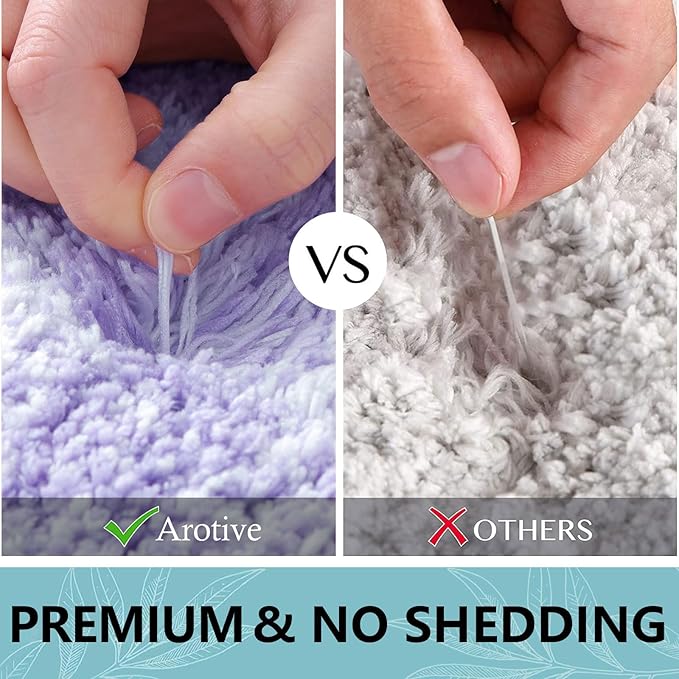 Arotive Microfiber Bathroom Rugs, Shaggy Soft and Absorbent Bath Rug, Non-Slip, Thick Plush Machine Washable Dry Bath Mats for Bathroom, Tub and Shower, 47x17, Dark Purple, Rectangular