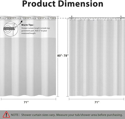 GICDSU No Hook Shower Curtain with Snap in Liner, Waffle Shower Curtain Set for Bathroom, Hotel Style with Semi-Sheer Top Window, Waterproof & Washable, Light Grey, 71" W x 80" L