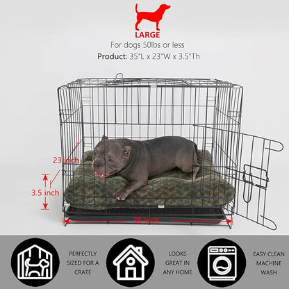 Necesitar 36inch Dog Crate Bed for Medium Large Dogs Washable Ultra Soft and Fluffy Kennel Pad with Anti-Slip Pet Pillow Cushion Sleeping Up to 70 lbs Pets,36x24 Olive Green