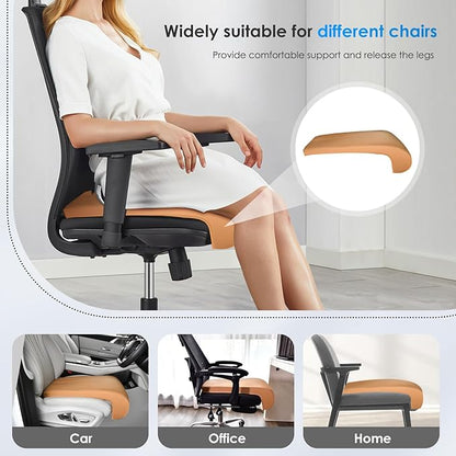 FLORICH Car Seat Extender Leg Extender Support Cushion for Driver Seats Office Chair, Leather Carseat Leg Support for Long Drivers Universal Car Seat Cushion Legs Rest Pads-Light Brown