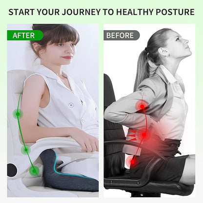 Seashell Memory Foam Seat Cushion -for Office Chair, Truck seat, Car Seat, Airplane Back Support & Sciatica Relief & Tailbone & Coccyx Pain Relief for Long Sitting and Driving(Black)