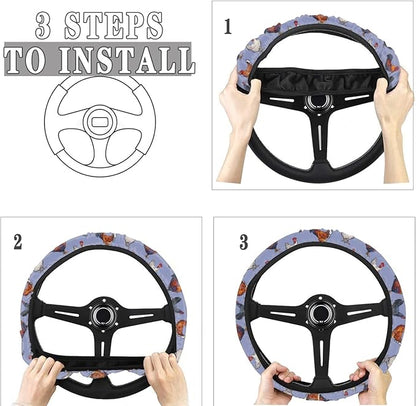 AFPANQZ Cute Polka Chicken Car Steering Wheel Cover Sweat Absorption Safe Driving Anti-Slip Durable Steering Wheel Protection No Smell Fashion Machine Washable Universal Purple