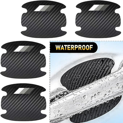 8PCS Stylish Car Scratch Protectors, Tri-Color 3 Colors Carbon Fiber Bowl Sticker, Universal Paint Guard Cover, Personalized Door Handle Cup Protector