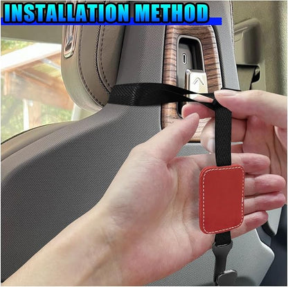 2PCS Car Seat Headrest Hooks, Stylish Suede Automotive Backseat Storage Hanger, Universal Vehicle Interior Seat Organizer Accessories for Purse, Handbag, Umbrella, Grocery (Red)