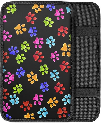 JoyLamoria Cute Footprint Car Armrest Cover Automotive Armrest Pad Cute Car Interior Decor
