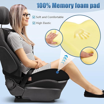 Car Seat Cushion for Truck and Car Drivers - Prevents Bedsores & Relieves Long-Drive Pain, Therapeutic Support for Sciatica, Hemorrhoids, Tailbone and Prostate, Enhanced View with Anti-Slip Base