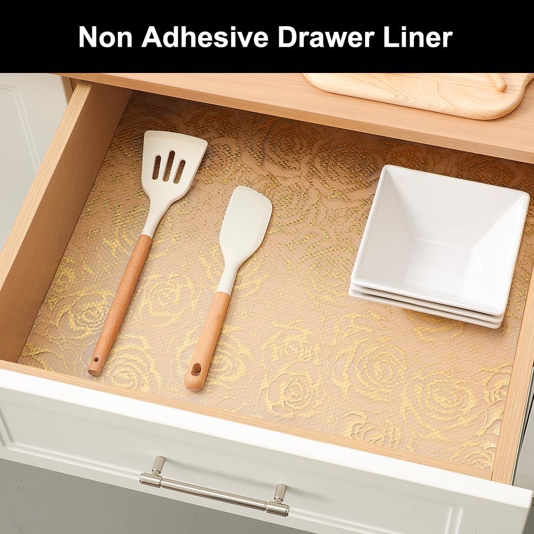 Cooyes Shelf Liner – Premium Non-Adhesive Cabinet & Drawer Liner for Kitchen – Waterproof Shelf Paper with Modern Pattern – Durable EVA Cabinet Mat – Easy to Cut （23.6" W x 360" L）