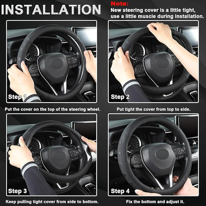 GIANT PANDA Steering Wheel Cover for GMC Sierra Acadia Terrain Yukon(Black-Standard Size)