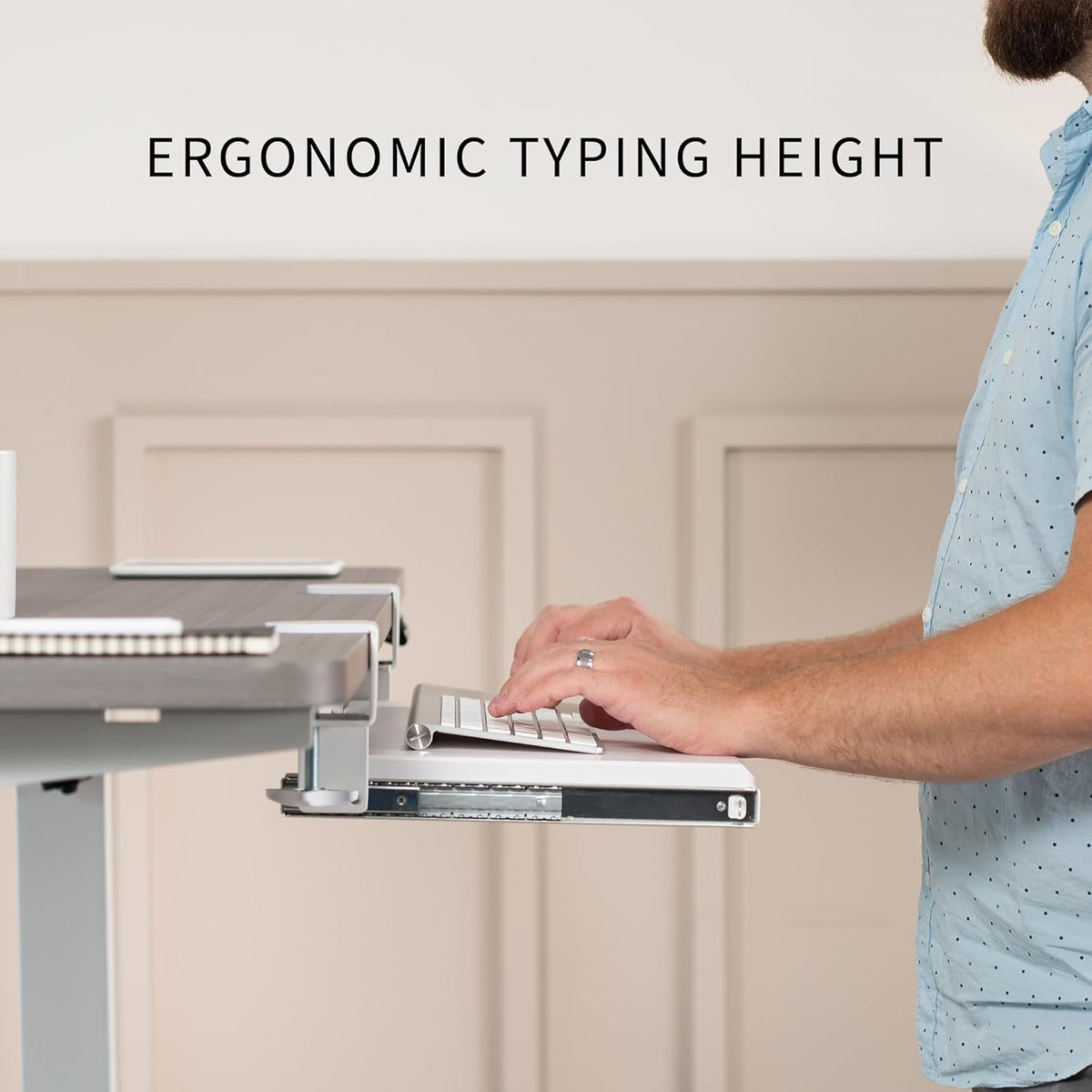 VIVO Small Keyboard Tray, Under Desk Pull Out with Extra Sturdy C Clamp Mount System, 20 (26 Including Clamps) x 11 inch Slide-Out Computer Platform Drawer, White, MOUNT-KB05ES-W