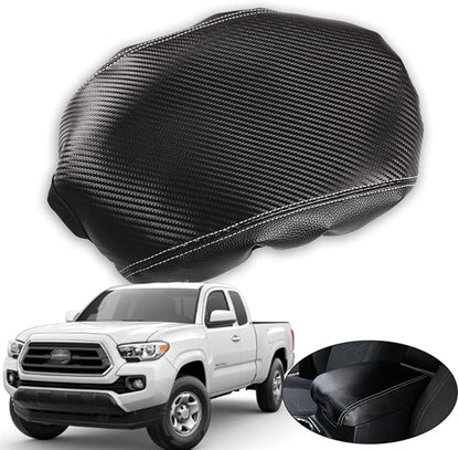 CHEAYAR Leather Car Auto Center Console Armrest Cushion for Toyota Tacoma Accessories 2016-2018 2019 2020 American Flag (Carbon Fiber Pattern-Leather)