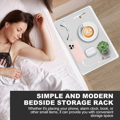Bedside Shelf for Bunk & Loft Beds,College Dorm Room and Kids Room Essentials,Bed Side Table Tray Organizer,Clip On Nightstand,White