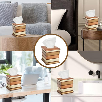 Resin Tissue Box Cover for Modern Home Decor - Minimalist Square Tissue Box Holder for Guest Room, Bedroom, Bathroom, Tabletop & Office - Durable and Aesthetic Tissue Holder, Contempo