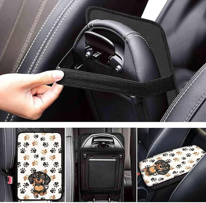UNICEU Dachshund Dog Paw Car Center Console Armrest Cover Pad for Women, Neoprene Car Interior Accessories Anti-Slip Soft Automotive Armrest Seat Box Cover Soft Console Pads