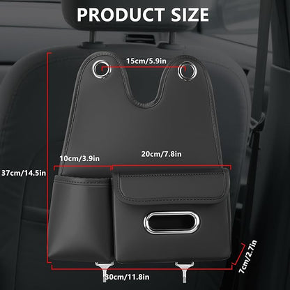 Car Organizer Back Seat, Car Water Cup Travel Tissue Holder Organization Universal car seat Back Storage Sedan SUV Compatible Vehicle Interior Accessories Hand-Sewn car Leather Storage Bag 2pc