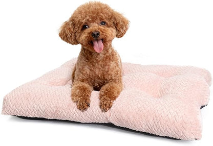 Washable Dog Crate Pad for Small Dogs, Anti-Slip Puppy Kennel Dog Bed for Crate,Flat Soft Fleece Pink Pet Mat 24" x 18"