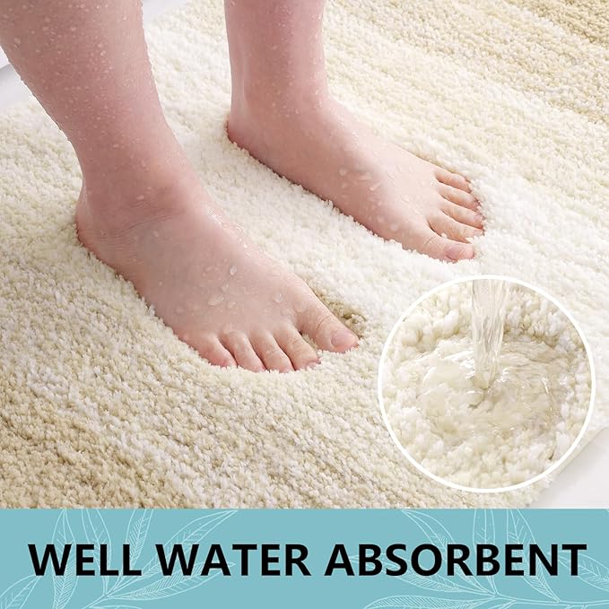 Arotive Microfiber Bathroom Rugs, Shaggy Soft and Absorbent Bath Rug, Non-Slip, Thick Plush Machine Washable Dry Bath Mats for Bathroom, Tub and Shower, 47x24, Light Beige, Rectangular