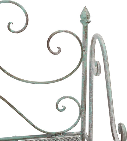 SAFAVIEH Outdoor Collection Torus Victorian Antique Dark Green Wrought Iron 3-Tier Shelf