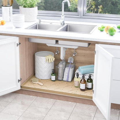 SIKADEER 25" x 19" Under Sink Mat Waterproof, Silicone Mat Kitchen Drawer Shelf and Cabinet Liner, Sink Protector for Kitchen Organizers and Storage, Boot Tray Pet Food Mats