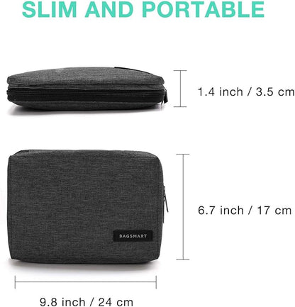 BAGSMART Electronics Organizer Travel Case, Small Cord Bag for Travel Essentials, Tech bag for Men Women, Cable Organizer for Phone, SD Card, Black