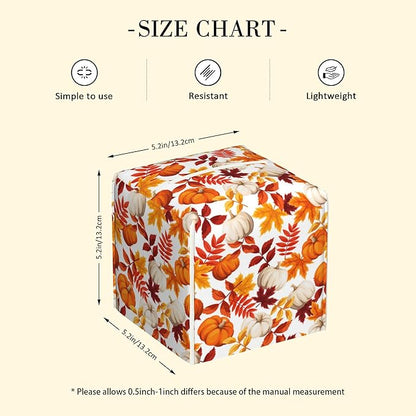POIUBLE Leather Tissue Box Holder Autumn Pumpkins and Leaves Tissue Box Cover Thanksgiving Square Waterproof Tissue Holder Organizer Modern Napkin Holder for Bedroom Dresser Night Stand Office Desk