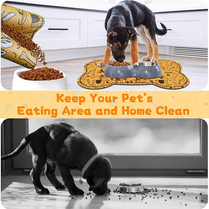 Pet Feeding Mat - Absorbent Dog Food Mat for Floors Waterproof，Dog Cat Placemat Mat for Food and Water Bowls - No Stains No Sliding Quick Dry Water Eating Dish Mat