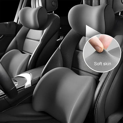 New Car Headrest & Lumbar Support Cushion for Hyundai Santa Fe 2001-2024, Ergonomic Memory Foam Seat Headrest Neck Rest Cushion Breathable Removable Cover for Neck Back Relief,E/Pink
