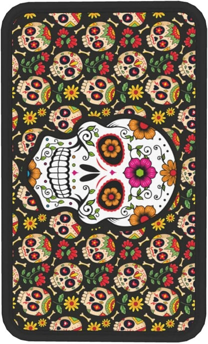 Universal Car Center Console Cushion Pad, Sugar Skull Soft Waterproof Car Center Console Cover Auto Armrest Seat Box Cover Protector for Most Vehicle SUV Truck Car