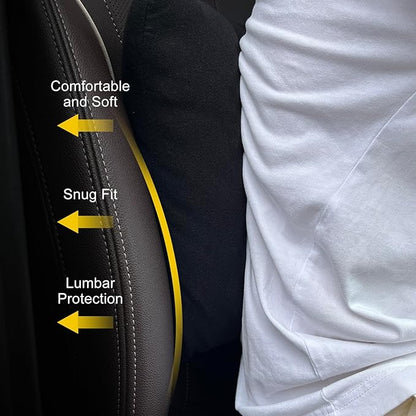 Graphene Lumbar Support Pillow for Car Driving Seat Relax Soft Lower Back Support Cushion for Sofa & Gaming Chair, Comfortable Couch Cushion with Machine Washable Cover(Black 2-Pack)