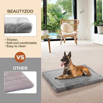 BEAUTYZOO Dog Bed Crate Pad 48 x 30 inch, Washable Dog Crate Mat for XX-Large Sized Dogs, Anti-Slip Pet Crate Bed Kennel Pad, Durable Cozy Puppy Sleeping Mat Rectangle Mattress, Grey