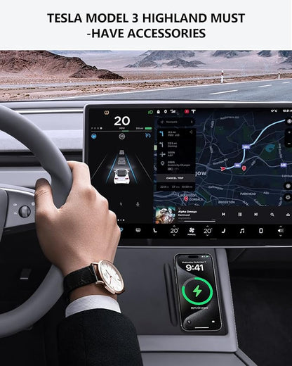 2025 Tesla Wireless Charger Mat Model 3 Highland 2024 2025 Center Console Silicone Cover Wireless Charging Phone Pad Interior Model 3 Accessories