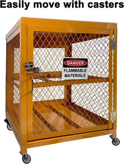 Industrial Storage Cabinet, LPG Tanks Storage, 31"x30"x35", 4 Cylinder Capacity, Yellow, Hazardous Storage, Utility Room