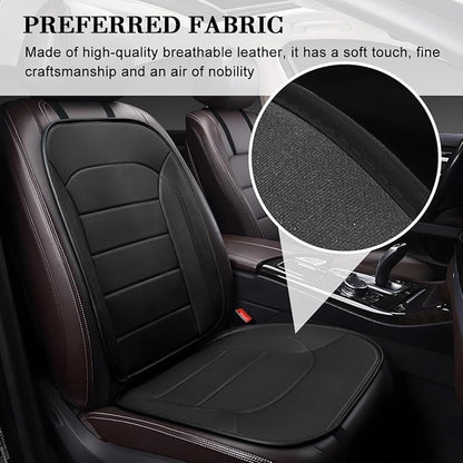 Car Seat Cushion, Leather Soft Breathable Non-Slip Vehicle Front Driver Seat Cover Pad, Comfortable Auto Interior Chair Protector Cushion, Universal for Truck SUV Sedan (Black)