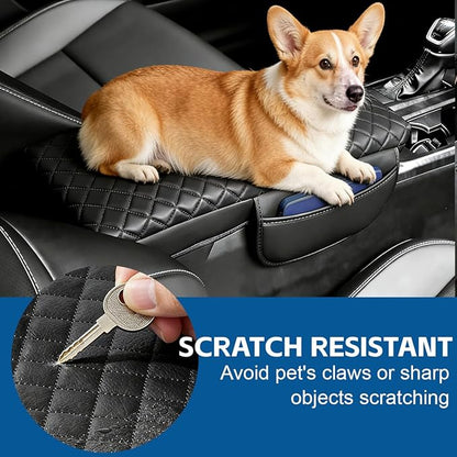 Center Console Cover Fit for Toyota Camry (LE/SE/XLE/XSE) 2025 2026 Thickened 1-in Leather Armrest Cover Cushion Camry Hybrid Center Lid Protector with Pockets