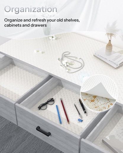 Shelf and Drawer Liner for Kitchen Cabinet, Non-Adhesive 24in x 360in Waterproof Contact Paper Refrigerator Liners Thickened Durable EVA Material Non Slip Mat for Dresser Cupboard Pantry Protector